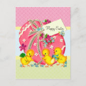  Chicks en Roze Paasei Aangepaste Bericht Feestdagenkaart (Voorkant)
