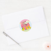  Chicks en Roze Paasei Aangepaste Bericht Ronde Sticker (Envelop)