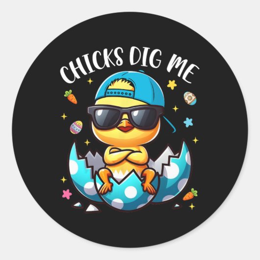 Chicks Gig Me Easter Cool Chicks Happy Easter Todd Ronde Sticker (Voorkant)