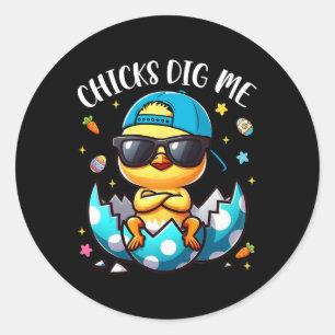 Chicks Gig Me Easter Cool Chicks Happy Easter Todd Ronde Sticker