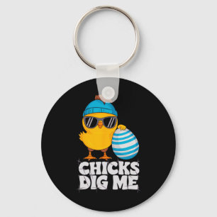 Chicks Gig Me Funny Happy Paaszondag Outfit Vrouwe Sleutelhanger