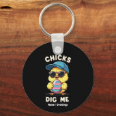 Chicks Graaf Me Happy Paasdag Grappig Kinder Cadea Sleutelhanger (Voorkant)