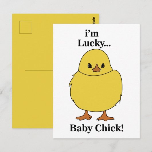 Chicks Ik ben Lucky Baby Chick Briefkaart (Voorkant / Achterkant)