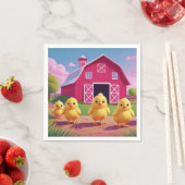 Chicks in Barnyard Happy Spring Servet (Insitu)