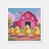 Chicks in Barnyard Happy Spring Servet (Voorkant)