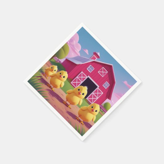 Chicks in Barnyard Happy Spring Servet (Hoek)