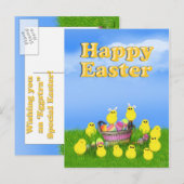 Chicks 'n a Easter Basket Feestdagenkaart (Voorkant / Achterkant)