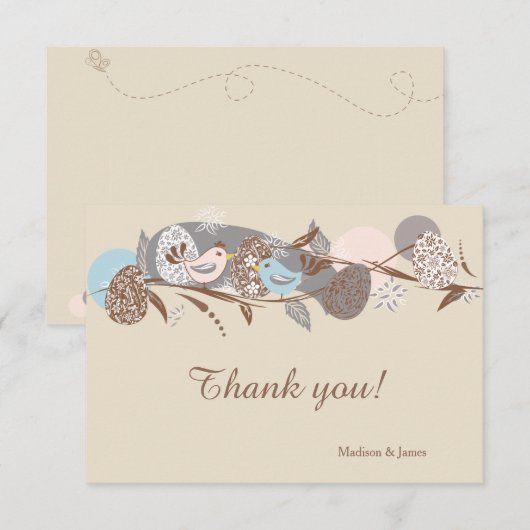 Chicks Paar Roze en Blauw Bedankt (Voorkant / Achterkant)