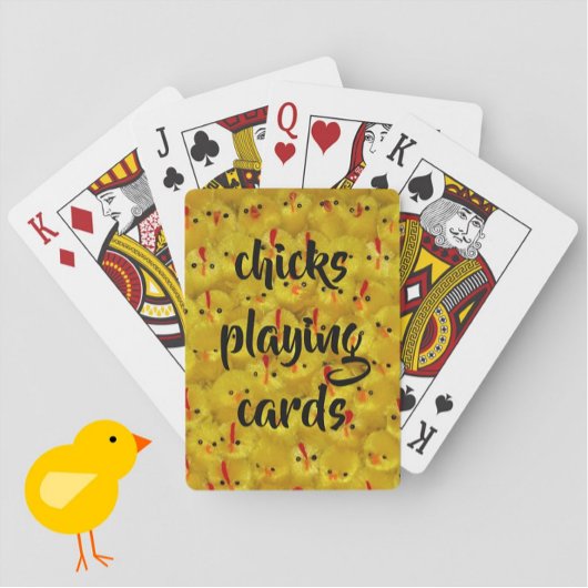 "Chicks Playing Cards" Mooie Gele Patroon Pokerkaarten