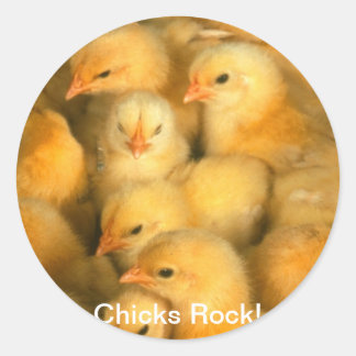 Chicks Rock! Baby Kippen Kippen Ronde Sticker