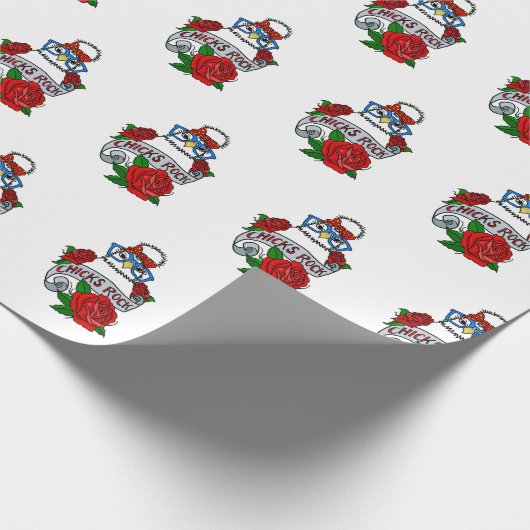 Chicks Rock Silkie Chicken Wrapping Paper Cadeaupapier (Hoek)