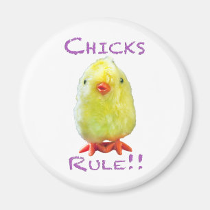 Chicks Rule Portret Transparent Magneet