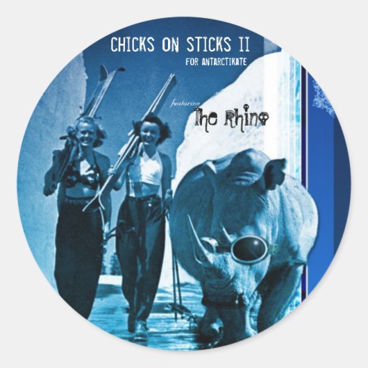chicks_sticks_rhino_print_noText_noLogo, kuikens.. Ronde Sticker (Voorkant)