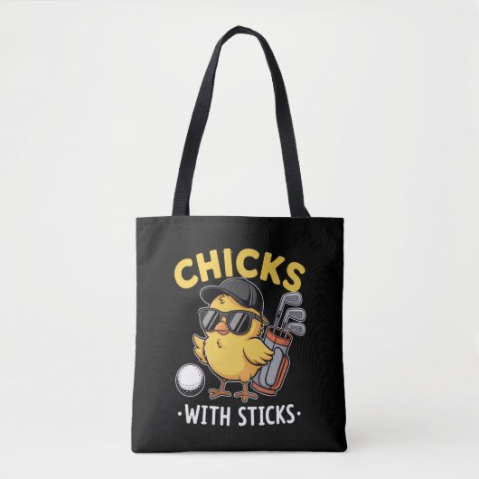 Chicks with Sticks Golfer Girl Golf Club Golfing Tote Bag (Voorkant)