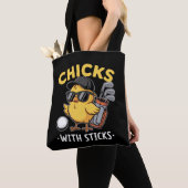 Chicks with Sticks Golfer Girl Golf Club Golfing Tote Bag (Dichtbij)