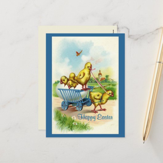 Chicky Wagon Easter Briefkaart (Voorkant / Achterkant in situ)