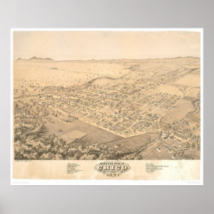 Chico, CA. Panoramische kaart 1871 (0272A) Poster