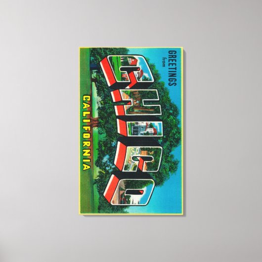 Chico, California - Large Letter Scenes Canvas Afdruk (Voorkant)