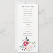 ChicPink Blush Bourgondië Roos huwelijksprogramma Kaart (Achterkant)