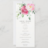 ChicPink Blush Bourgondië Roos huwelijksprogramma Kaart (Voorkant)