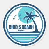 Chic's Beach Virginia Palm Tree Vogels Ronde Sticker (Voorkant)