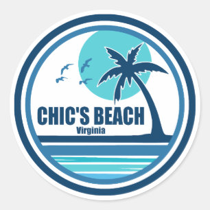 Chic's Beach Virginia Palm Tree Vogels Ronde Sticker