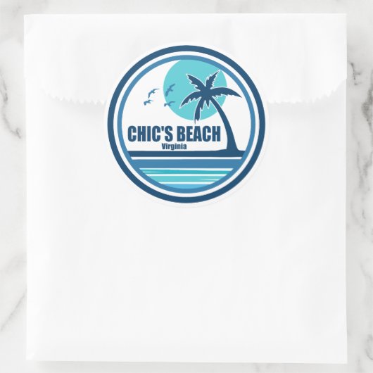 Chic's Beach Virginia Palm Tree Vogels Ronde Sticker (Tas)