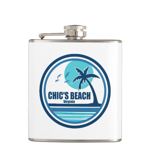 Chic's Beach Virginia Palmen Boom Vogels Heupfles (Voorkant)