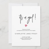 Chic's een meisjesgeboorteaankondiging Tiny Pink H Kaart (Voorkant)