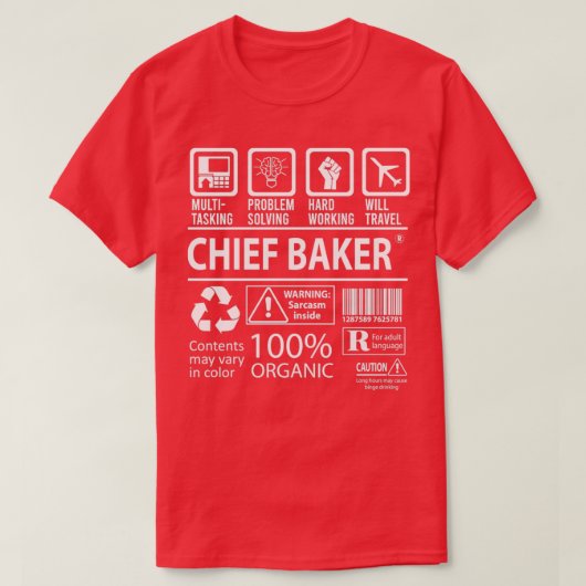 Chief Baker MultiTasking Certified Job Gift Item 3 T-shirt (Design voorkant)