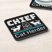 Chief Cat Herder Funny Bier Onderzetter (Linkerzijde)