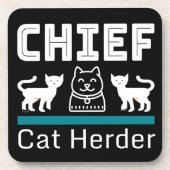 Chief Cat Herder Funny Bier Onderzetter (Voorkant)