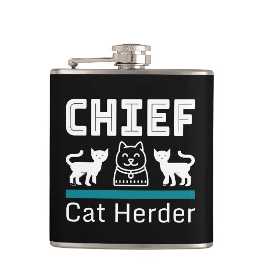Chief Cat Herder Funny Heupfles (Voorkant)