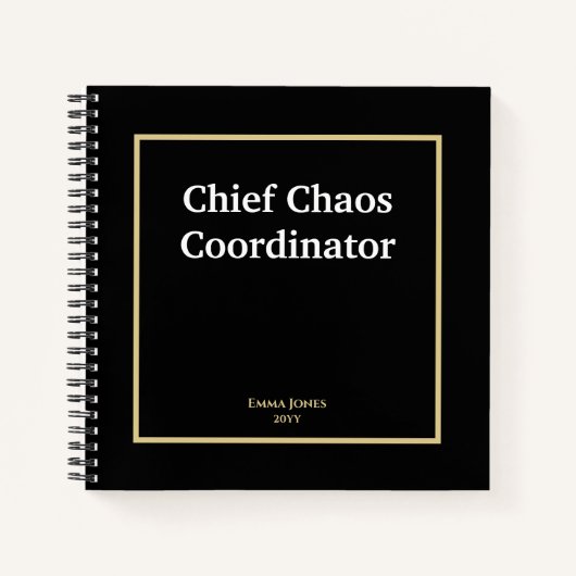 Chief Chaos Coordinator, Grappig, Zwart Goud Custo Notitieboek (Voorkant)