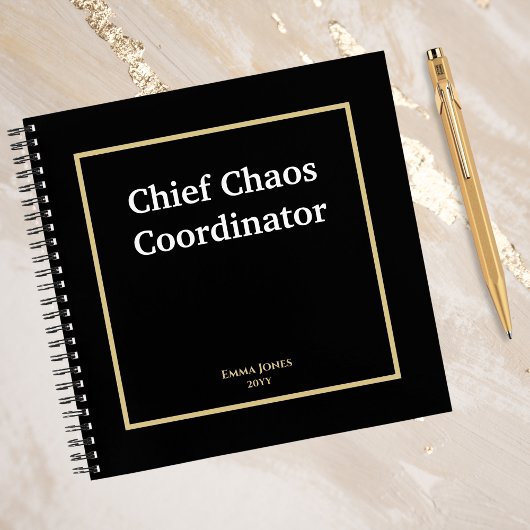 Chief Chaos Coordinator, Grappig, Zwart Goud Custo Notitieboek