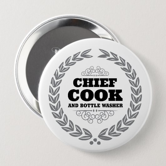 CHIEF COOK EN FLESAFVAL RONDE BUTTON 4,0 CM (Voorkant /achterkant)