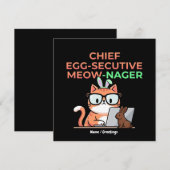 Chief Egg-secutive Meow-Nager Funny Easter Cat  Kaart (Voorkant / Achterkant)
