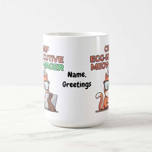 Chief Egg-secutive Meow-Nager Funny Easter Cat  Koffiemok (Center)