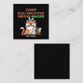 Chief Egg-secutive Meow-Nager Funny Easter Cat  Vierkante Visitekaartje (Voorkant / Achterkant)