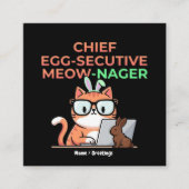 Chief Egg-secutive Meow-Nager Funny Easter Cat  Vierkante Visitekaartje (Voorkant)