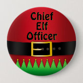 Chief Elf Officer Christmas Red Green Ronde Button 4,0 Cm (Voorkant)