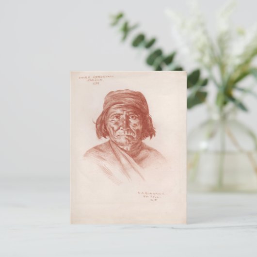 Chief Geronimo, Apache, 1898 Briefkaart (Staand voorkant)