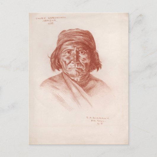 Chief Geronimo, Apache, 1898 Briefkaart (Voorkant)