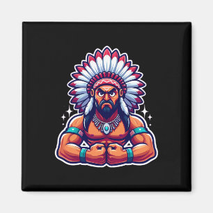 Chief Indian Flexing Muscles Fan Liefhebber Bodybu Magneet