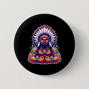 Chief Indian Flexing Muscles Fan Liefhebber Bodybu Ronde Button 5,7 Cm