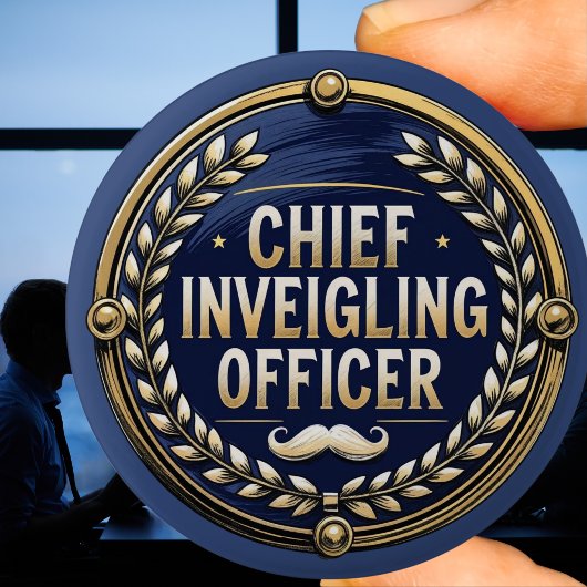 Chief Inveigling officer Funny Wordplay Clever Ronde Button 5,7 Cm