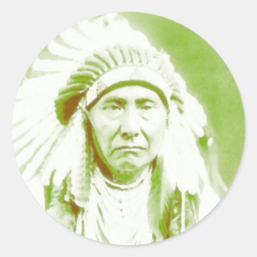 Chief Joseph Native American Leader Ronde Sticker (Voorkant)