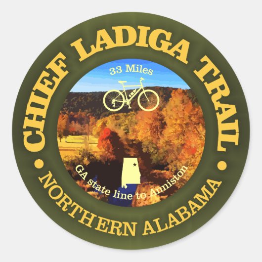 Chief Ladiga Trail (fietsen c) Ronde Sticker (Voorkant)
