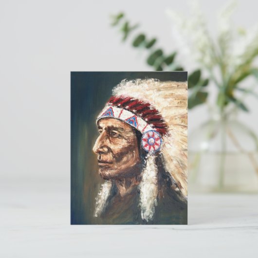 Chief, Native American Briefkaart (Staand voorkant)