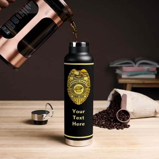 Chief Of Kitchen Police Badge Waterfles (Koffie (Gedraaid)  )